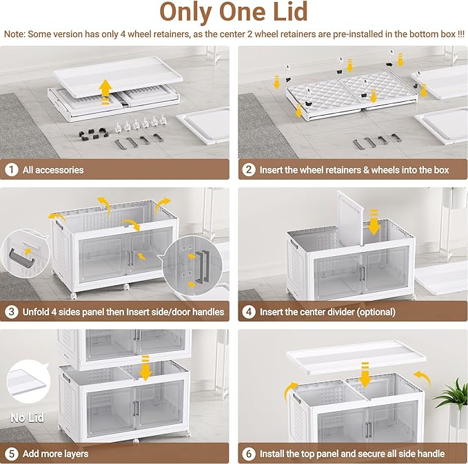 BROVIEW 800Qt Plastic Storage Bins with Lid and Wheels, 4Pack Extra Large Stackable Storage Bins with Dividers,Closet Organizers and Storage Cabinet Collapsible Box Shelves for Home Kitchen,White