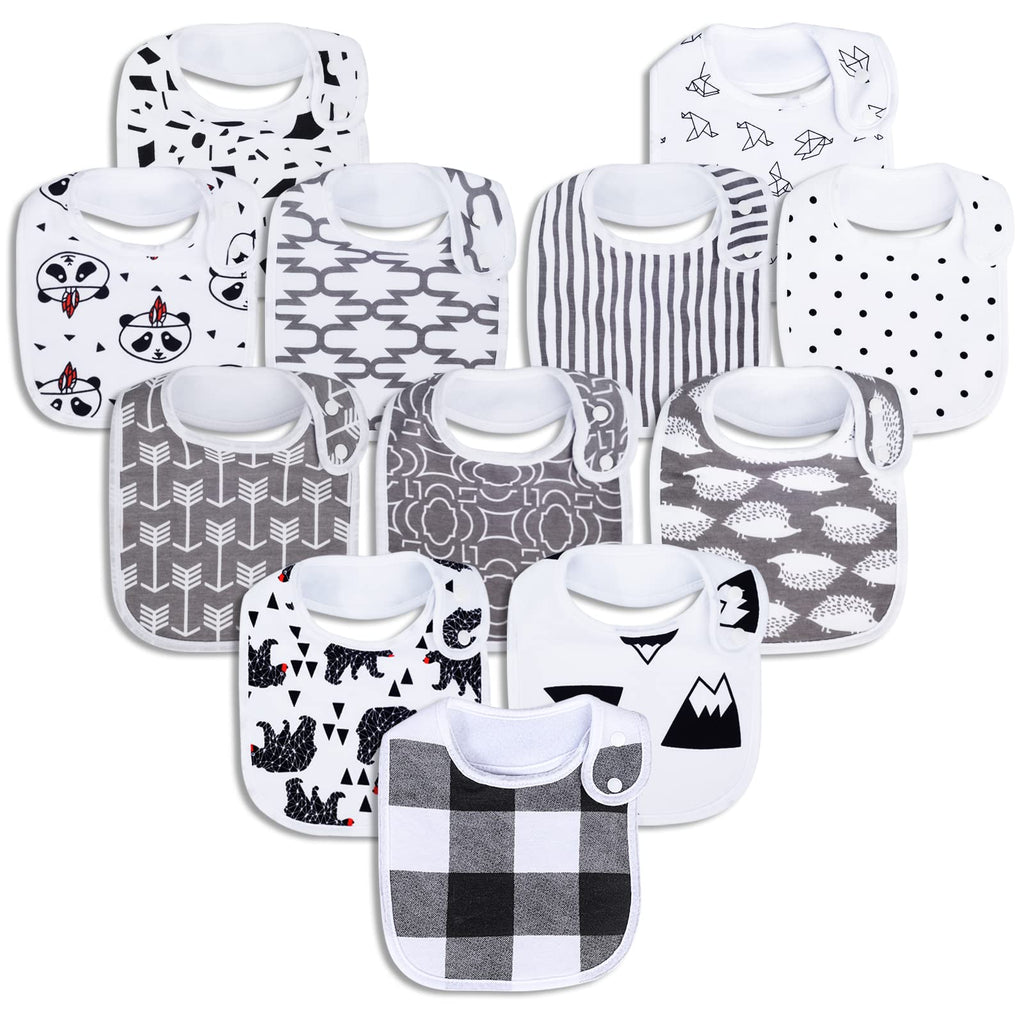 Benoxine Baby Bibs Soft and Absorbent Organic Cotton Bandana Bibs Set for Boys Girls Newborn Unisex Plain Colors 3-36 Months 12 Pcs
