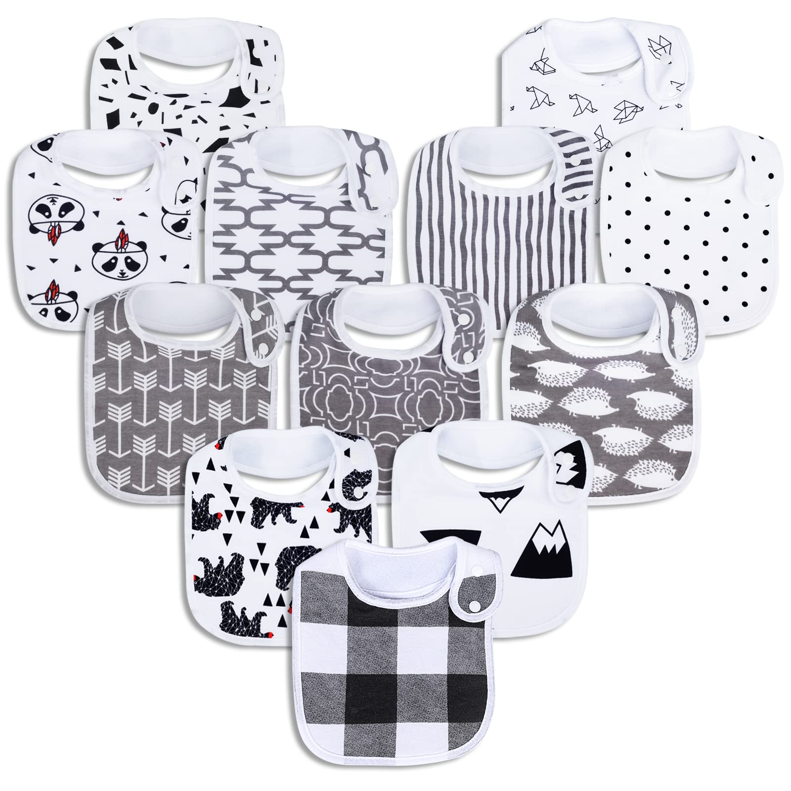 Benoxine Baby Bibs Soft and Absorbent Organic Cotton Bandana Bibs Set for Boys Girls Newborn Unisex Plain Colors 3-36 Months 12 Pcs