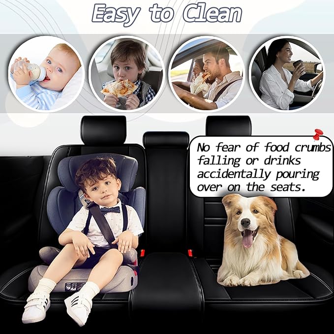 Seat Covers for Chrysler Car 200 2011-2017 | 5-Seats Leather Seat Covers, Easy to Install Automotive Seat Covers Full Set (Full Set, Black)