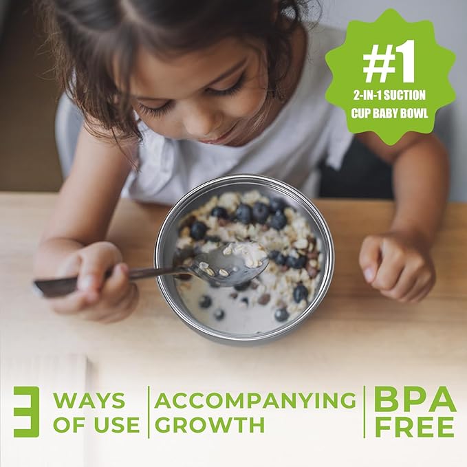 Non-Toxic Toddler Bowls with Non-Slip Base | Stainless Steel Baby Bowls for Kids | 5 Inch BPA-Free Dishwasher Safe Bowls | Mess-Free Feeding Supplies | 4-Pack Set