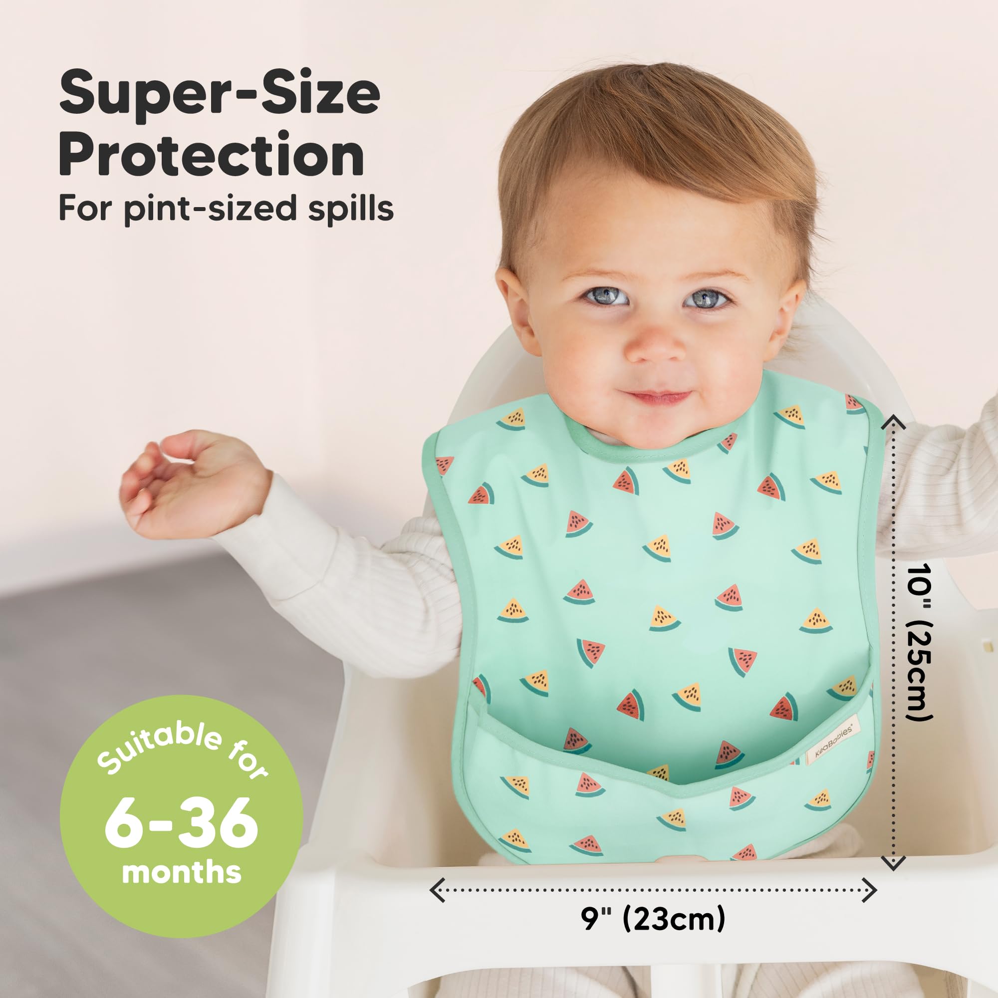 KeaBabies 3-Pack Waterproof Baby Bibs for Eating, Lightweight (Beach Day)