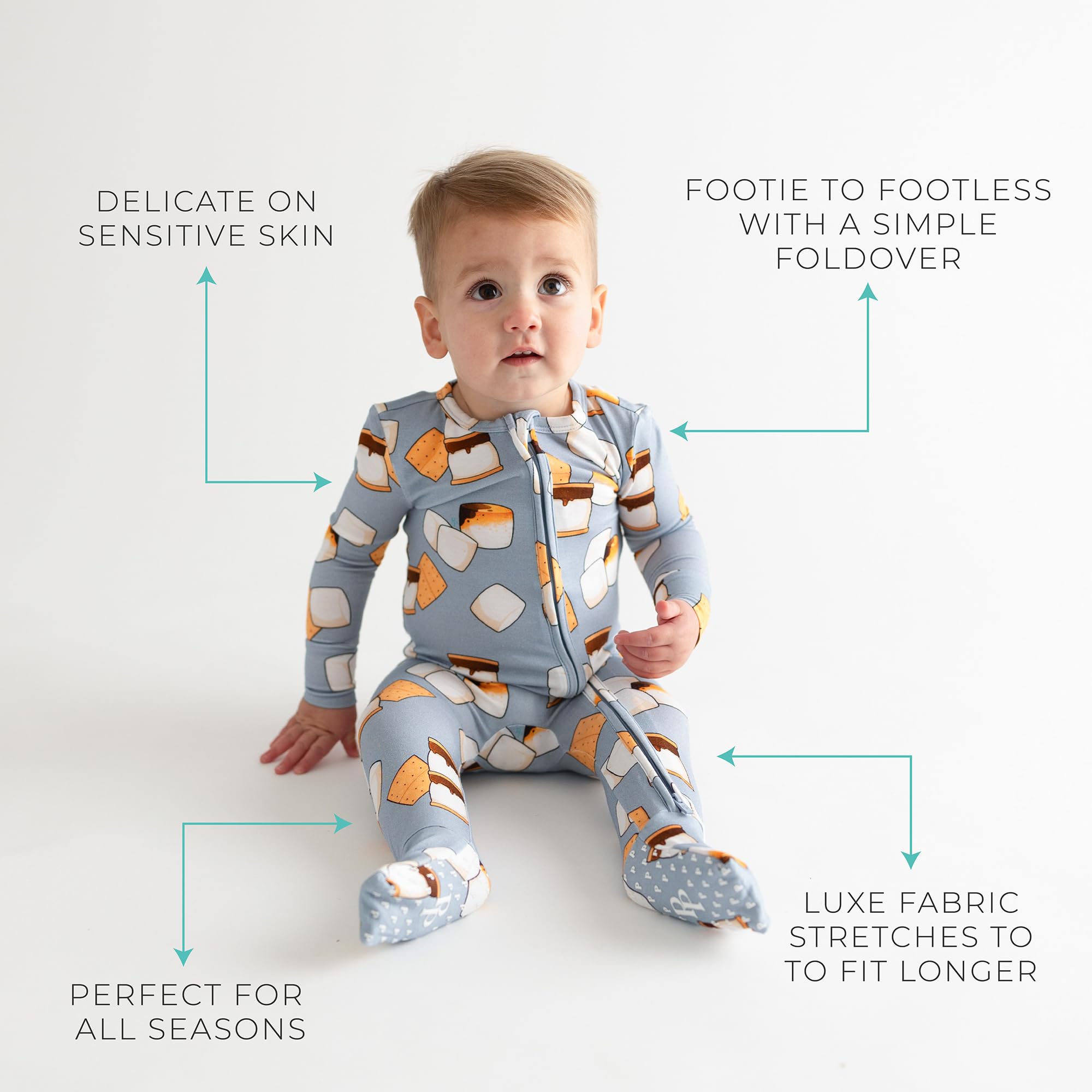 Posh Peanut Convertible Baby Sleepers, Boy Toddlers Footless Pajamas