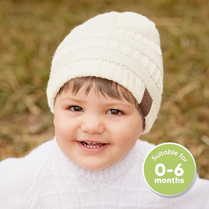 3-Pack Baby Beanies for Boys, Girls - Stretchy Knit Baby Hats, Cute Newborn & Toddler Winter Hat, Soft & Warm Infant Beanie 0-6 Months (Sweet Pea, S)