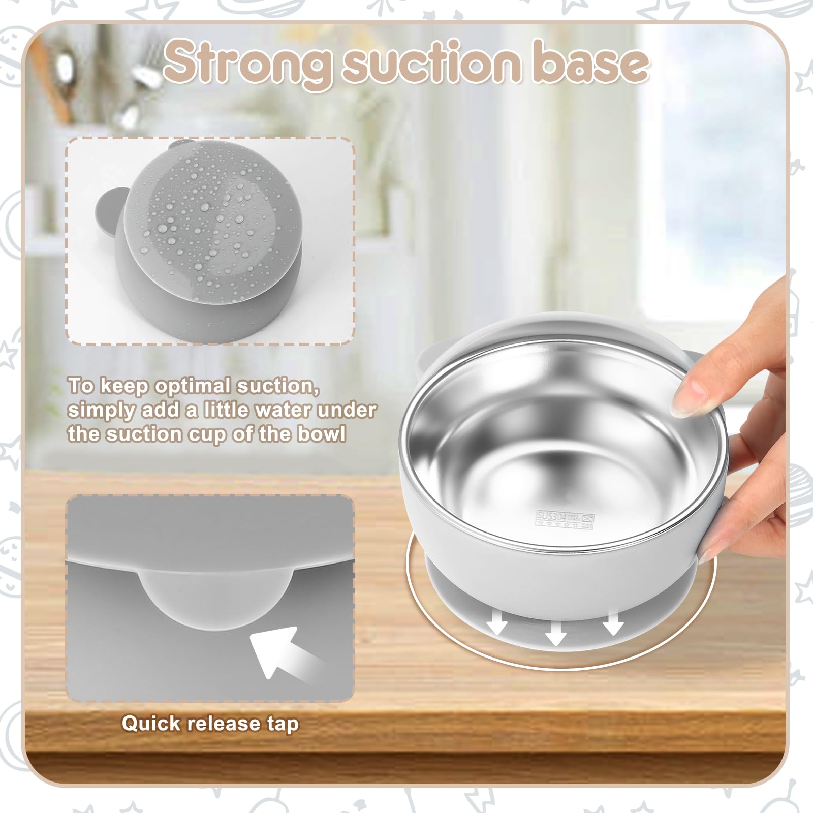Wesketch 4 Pack Stainless Steel Baby Bowls with Suction, Toddler Bowls with Removable Silicone Shell for Kids, Non-Slip Toddler Baby Feeding Set Dishwasher Safe-blue/Gray/Red/Cream
