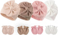 BQUBO Newborn Baby Hats Mittens Set Hospital Hat Beanie Infant Bow Hats Baby Gloves No Scratch Mittens for 0-6 Months