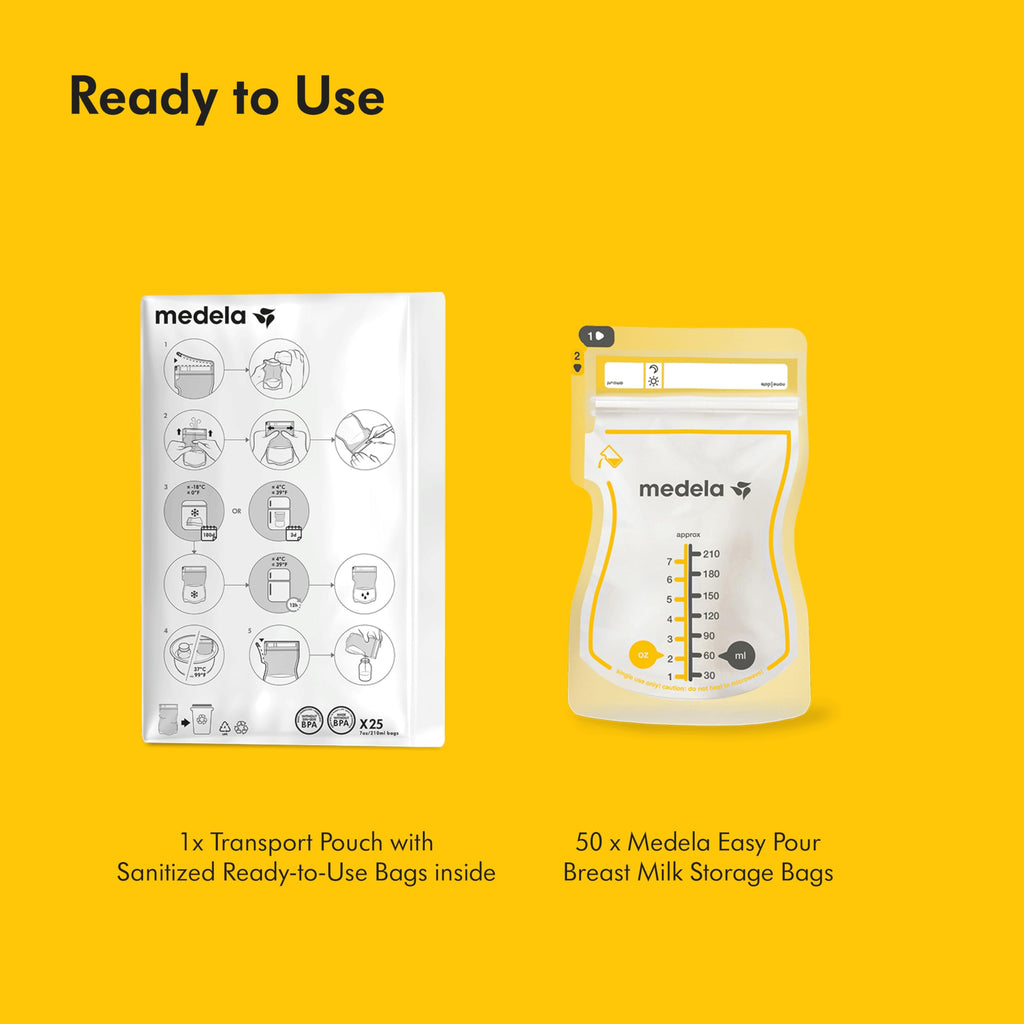 Medela Easy Pour Breast Milk Storage Bags, 50 Count, 7 oz/210 ml