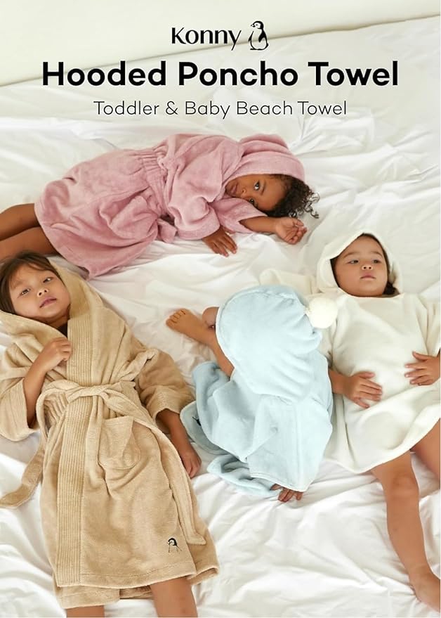 Konny Baby Hooded Towel Rayon from Bamboo Cotton Baby Bath Beach Towel Hooded Poncho, Oeko-TEX, Ultra Soft & Quick-Dry, Newborn Boys Girls Toddler (Beige, Small)
