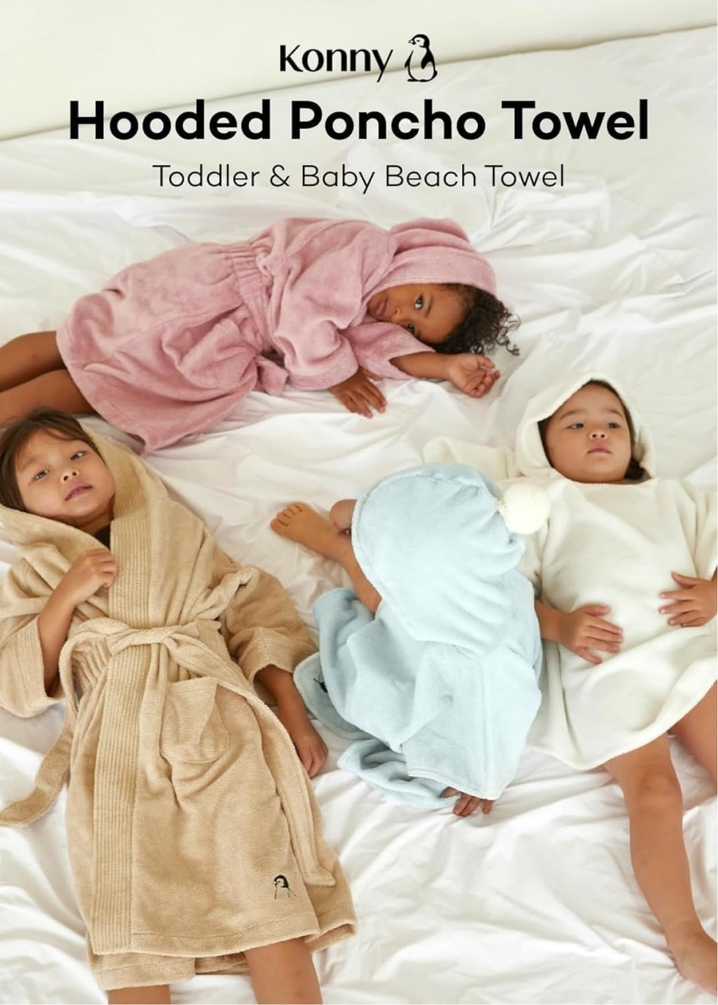 Konny Baby Hooded Towel Rayon from Bamboo Cotton Baby Bath Beach Towel Hooded Poncho, Oeko-TEX, Ultra Soft & Quick-Dry, Newborn Boys Girls Toddler (Beige, Small)