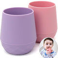 2 Pack Tiny Cup for 4+ Months | Silicone Baby Cups 6-12 Months, Infant Training Open Cup for Baby Led Weaning Supplies, 2oz (Lilac Blush)