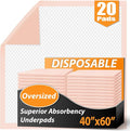 MKISS Oversized Bed Pads 40" x 60"(20 Counts), Heavy Duty Ultra Absorbent Underpads, Chucks Pads Disposable for Adults, Children, Babies, Elderly and Pets
