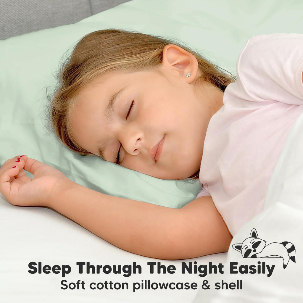 KeaBabies Organic Toddler Pillow with Pillowcase, Jumbo 14X20 (Sage)