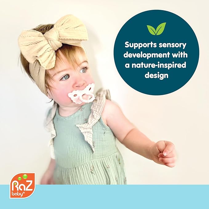 RaZbaby RaZberry Silicone Teether Pacifier – Teething Relief for Infants, Food-Grade, BPA-Free, Hands-Free, Natural Berrybumps Fruit Texture for Sensory Development, Freezable, 2-Pack - Black & White