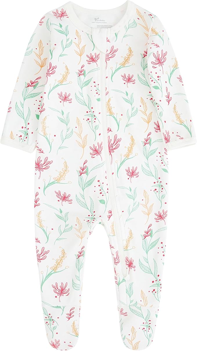 O2 BABY Baby Boys Girls Organic Cotton Zip-Front Sleeper Pajamas, Footed Sleep 'n Play