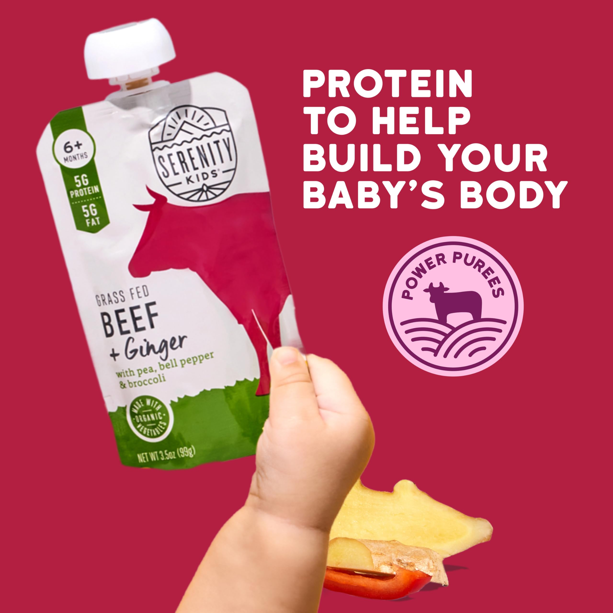 Serenity Kids Organic Baby Food Pouches, Beef & Veggie, 3.5 Oz, 12 Pack