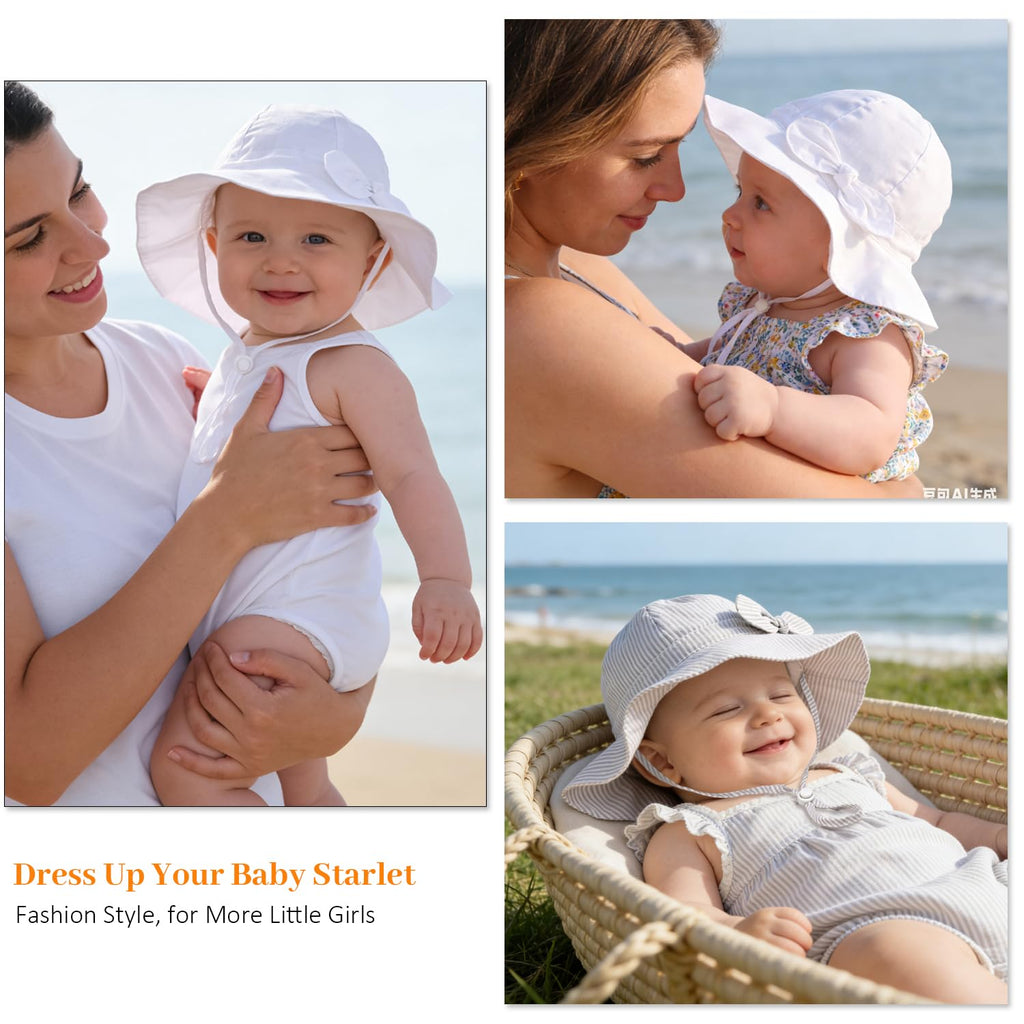 Baby Girl Sun Hat Kids Summer Beach Wide Brim Hats Toddler Bucket Hat 0-6M