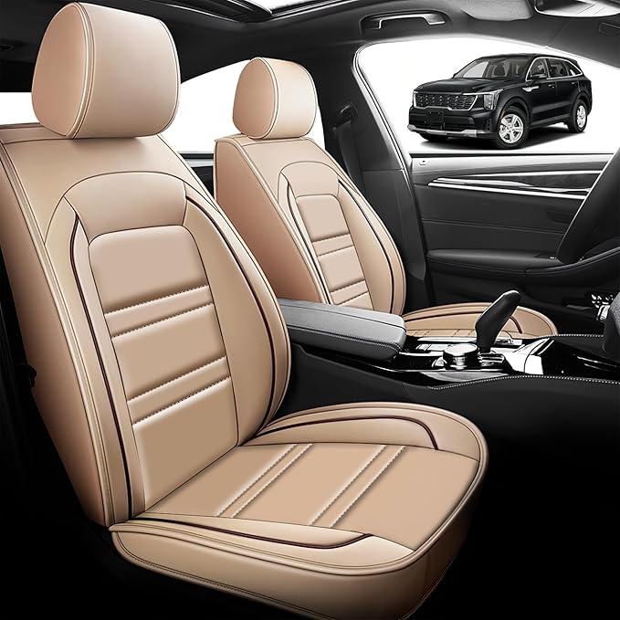 Seat Cover for kia Sorento 2003-2025 | Car Seat Covers Front Seats, Waterproof Seat Protectors, Automotive Front Seat Covers (Front Seat, Beige)