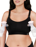 Pumping Bra Hands Free Zip Opening Design Seamless Nursing Bras for Breastfeeding High Support Nursing & Pumping Bra in One Black XL