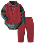 Baby Christmas Outfit Boy Infant Plaid Dress Suit Green and Red 3-6 Months