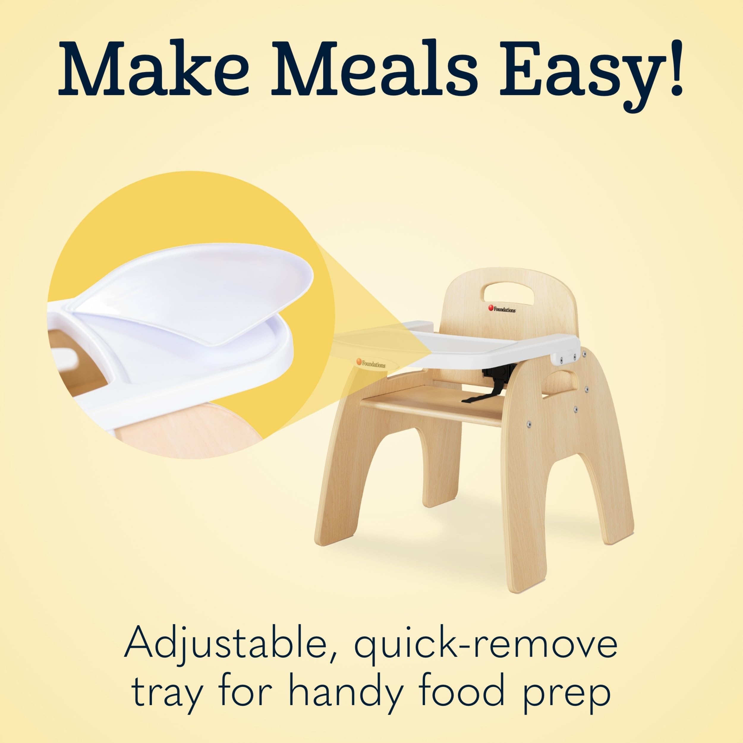 Foundations Easy Serve Low 9" Wood Feeding Chairs Highchairs, 2 Pack