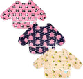 3 Pcs Long Sleeved Bib Set|Baby Waterproof Bibs with Pocket Bundle|Toddler Bib with Sleeves|Stain Resistance Smock 6-24 Month