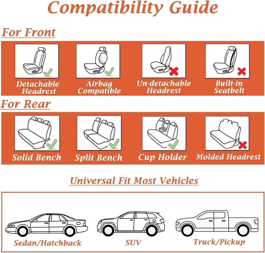 Coverado Car Seat Covers Front, Seat Covers for Cars, Waterproof 2-Pack Car Seat Cushions, Leather Carseat Seat Protectors, Universal Seat Covers Fit for Most Sedans SUV Pick-up Trucks(Brown&Black)
