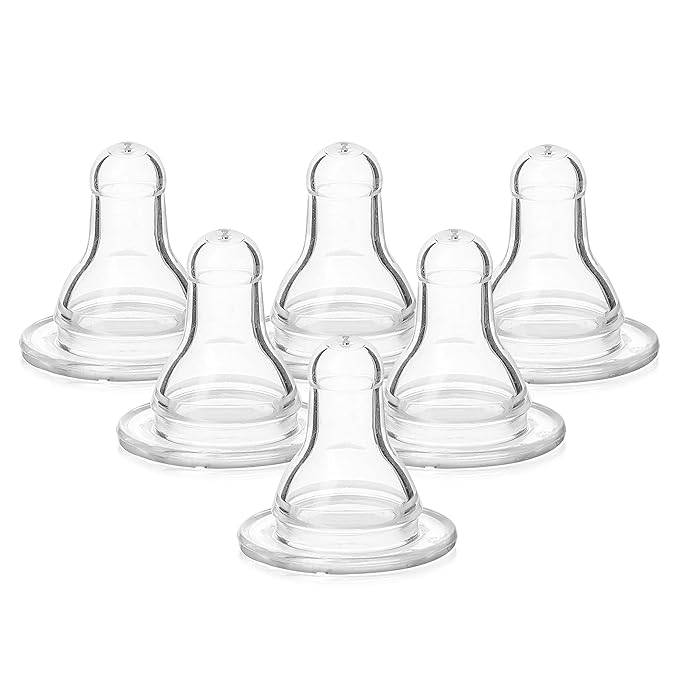 Evenflo Feeding Classic BPA-Free Silicone Fast Flow Nipples - 8 Months+, 6 Pack,Clear