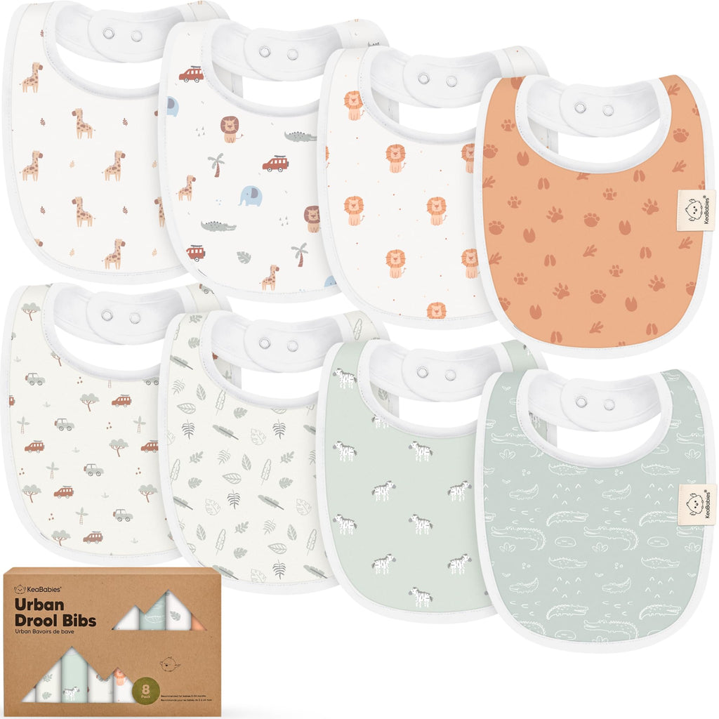 KeaBabies 8-Pack Organic Baby Bibs for Drooling and Teething (Wilderness)