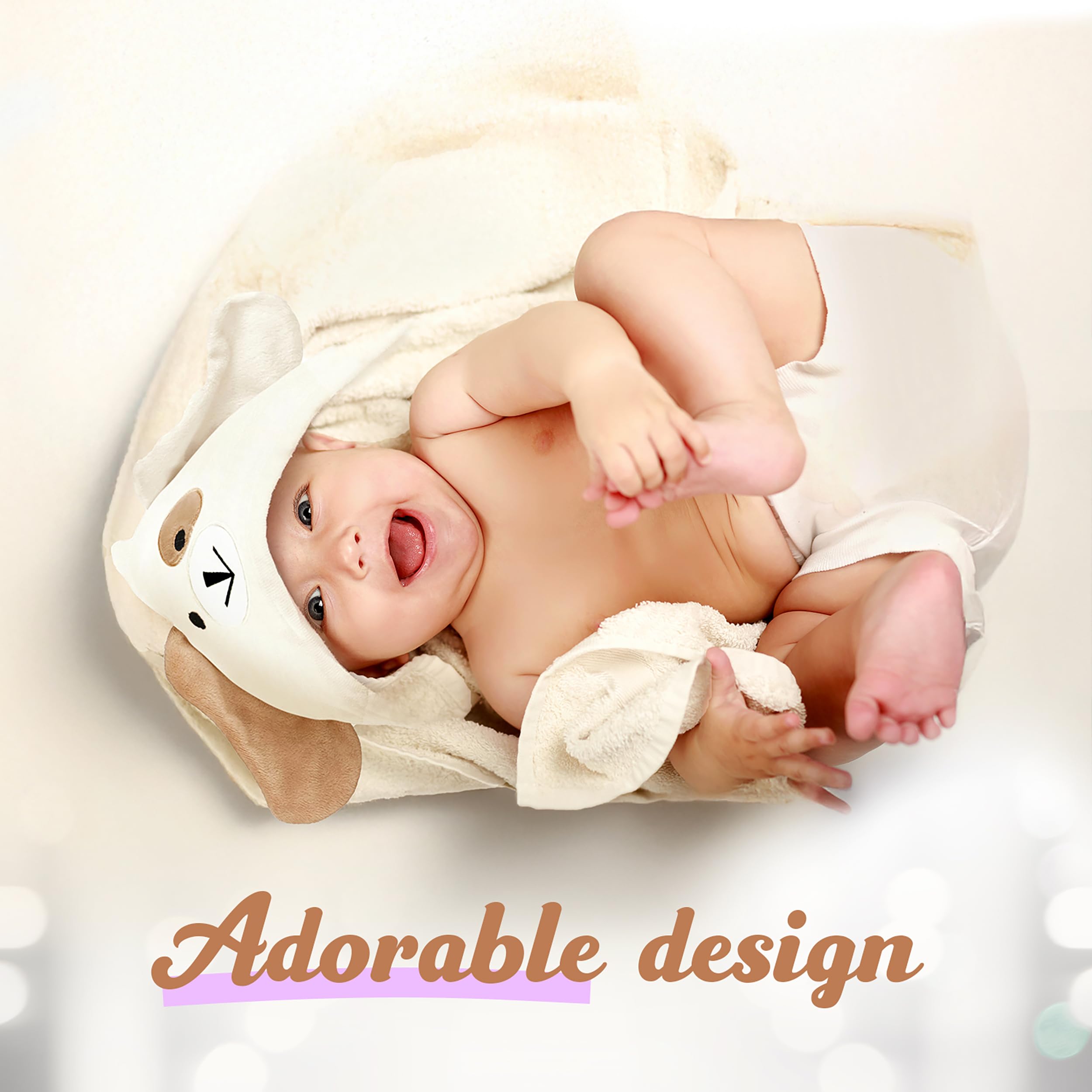FOREVERPURE Baby Hooded Towel, Soft Viscose made of Bamboo, 35 x 35, Cream
