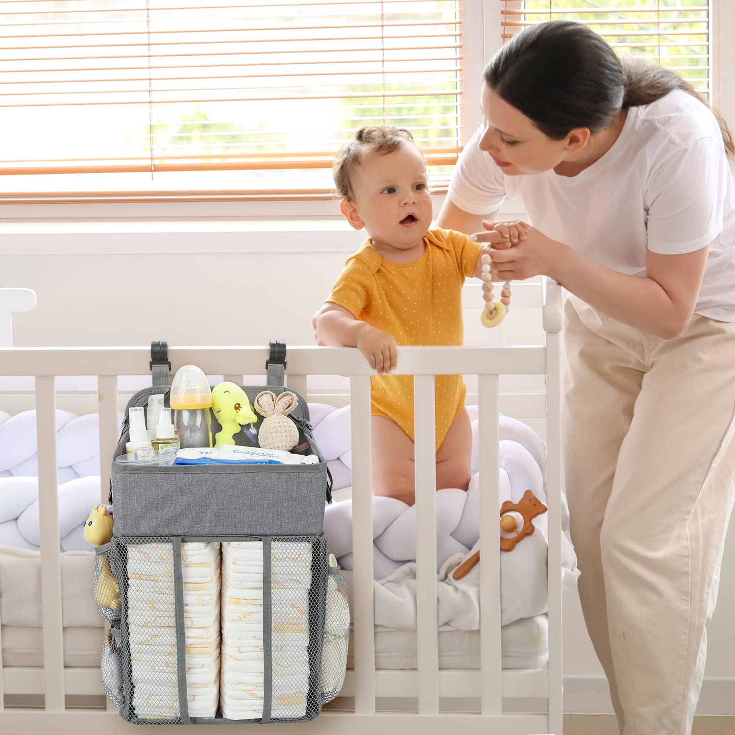 Maliton Changing Table Diaper Organizer Diaper Caddy (Gray)