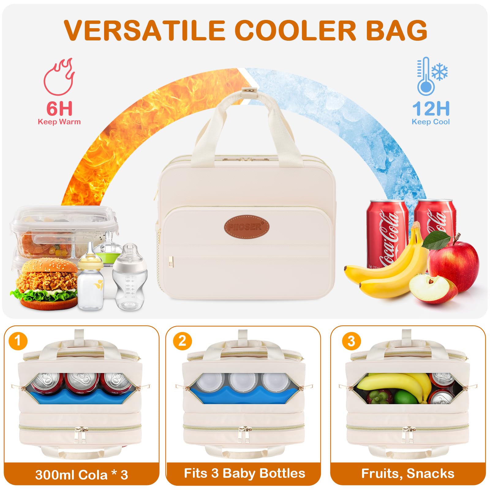 Breastmilk Cooler Travel Bag with Ice Pack, Insulated Bottle Bags with Luggage Strap, Compatible with Hands-Free Wearable Breast Pumps & Accessories, Portable Breast Pump Carrying Case for Working Mom