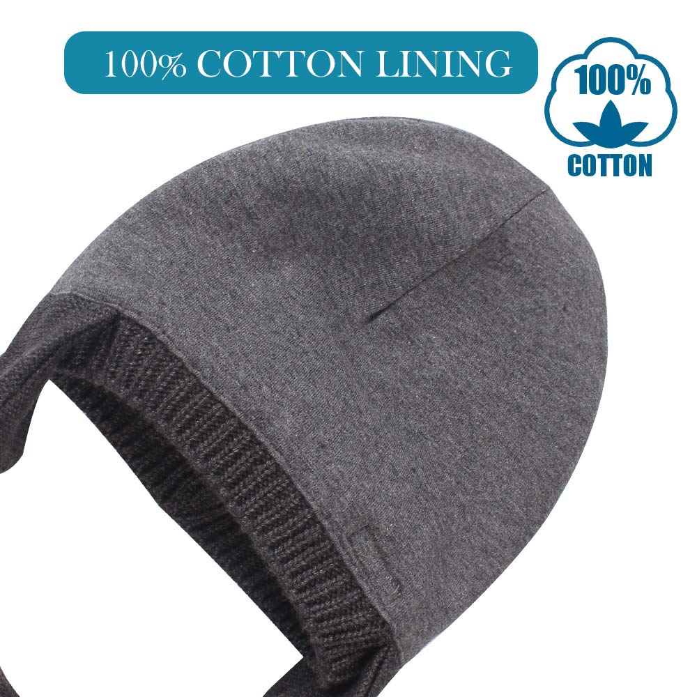 BAVST Baby Toddler Winter Beanie Warm Boys Girls Earflap Hat Infant Knit Caps Cute Bear Soft Cotton Lining for 0-36M(Grey-Dark,M)