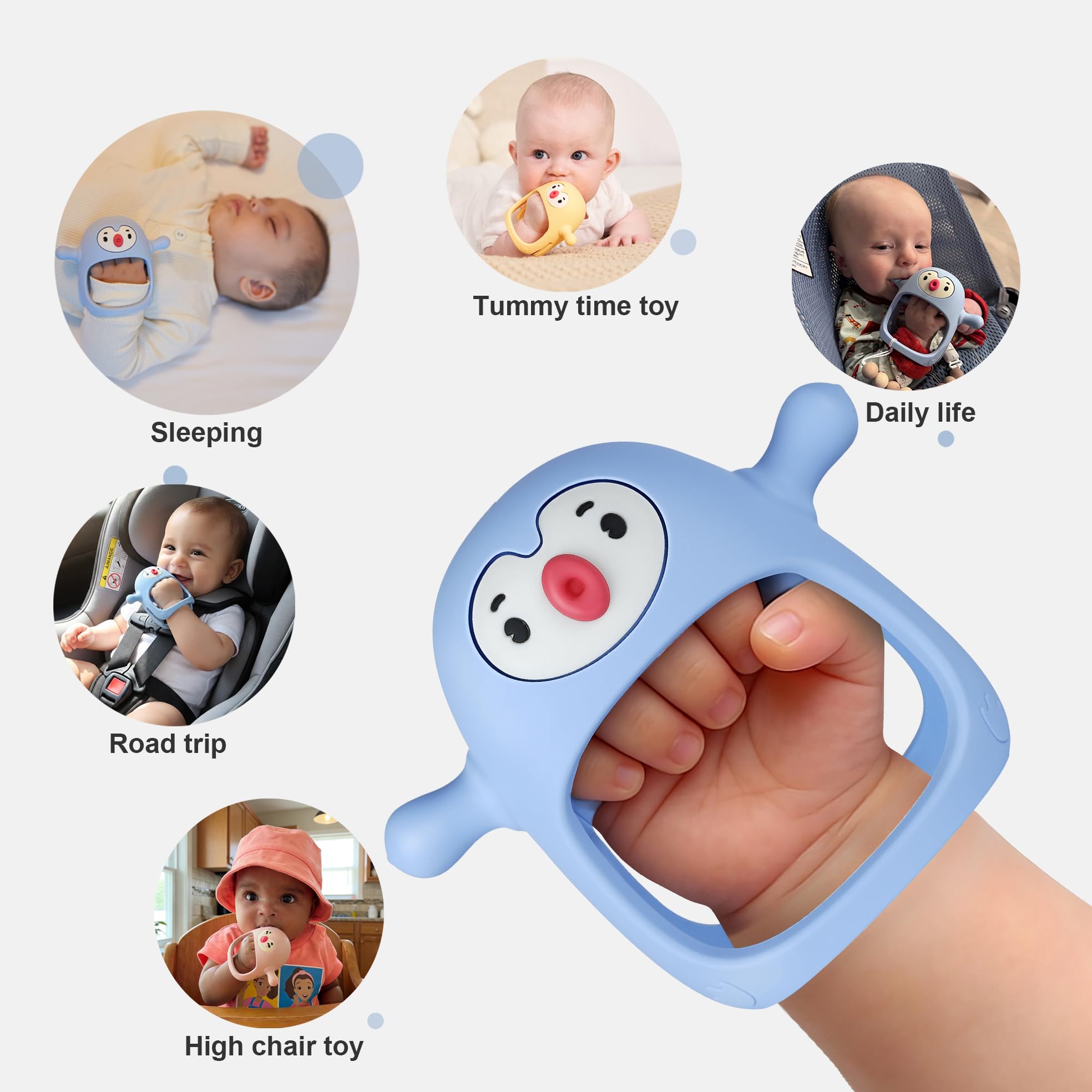 Smily Mia Baby Teething Toys for 0-6Months, Penguin Teethers for Babies 3-6Months | Hand Teether for 0-6M |Teething Mittens for Teething Relief, Baby Pacifier |New Born Essentials, 2Pack