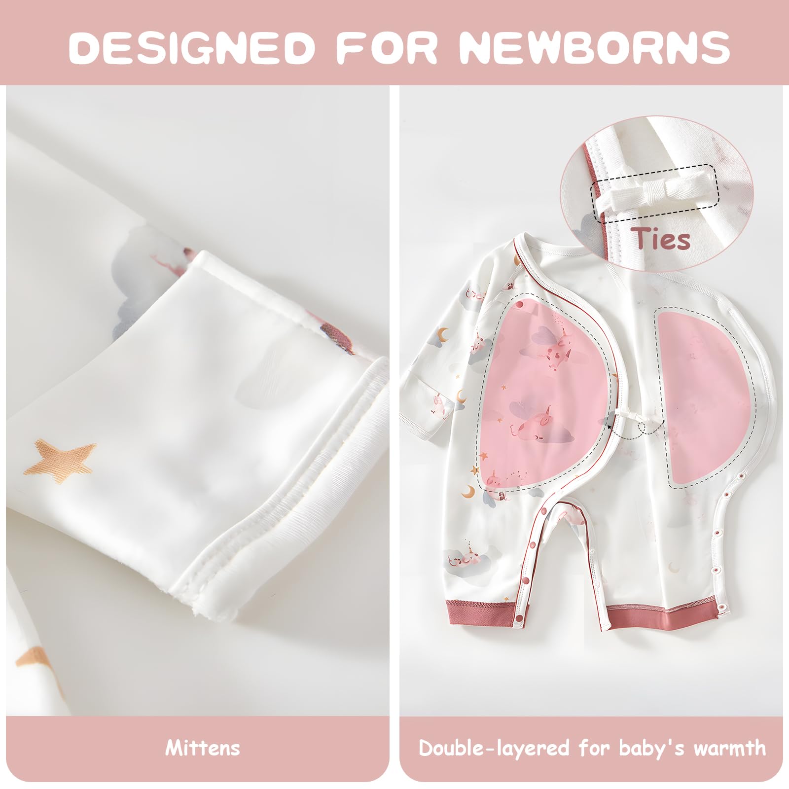 Cherie Kids Organic Cotton 0-6M Unisex Newborn Baby Sleepers Pajamas