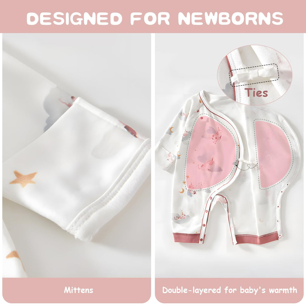 Cherie Kids Organic Cotton 0-6M Unisex Newborn Baby Sleepers Pajamas