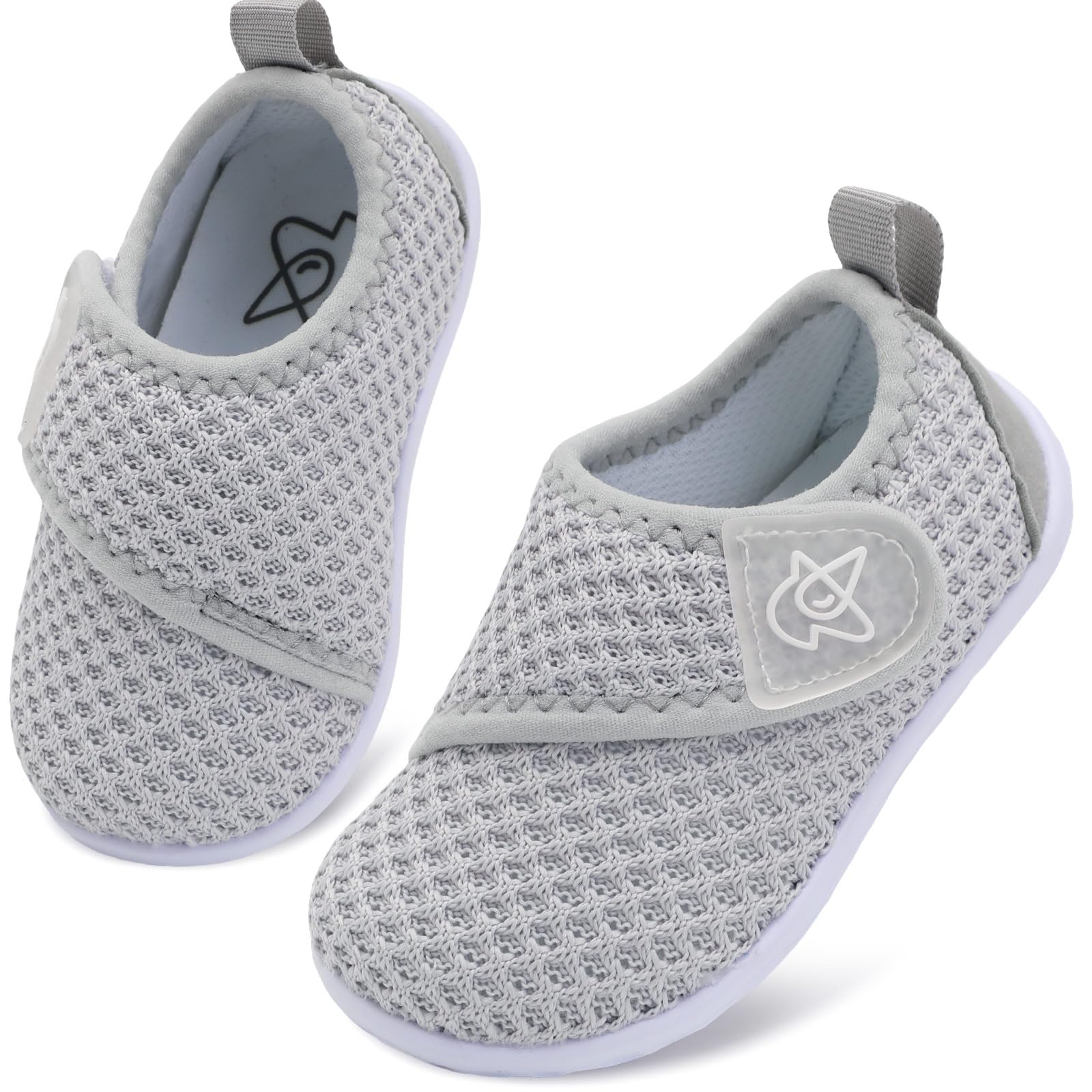 LeIsfIt Baby Shoes Boys Girls First Walking Shoes Non-Slip Infant Sneakers Lightweight Slip-on Crib Sneakers for First Walkers Light Grey 6-12 Months