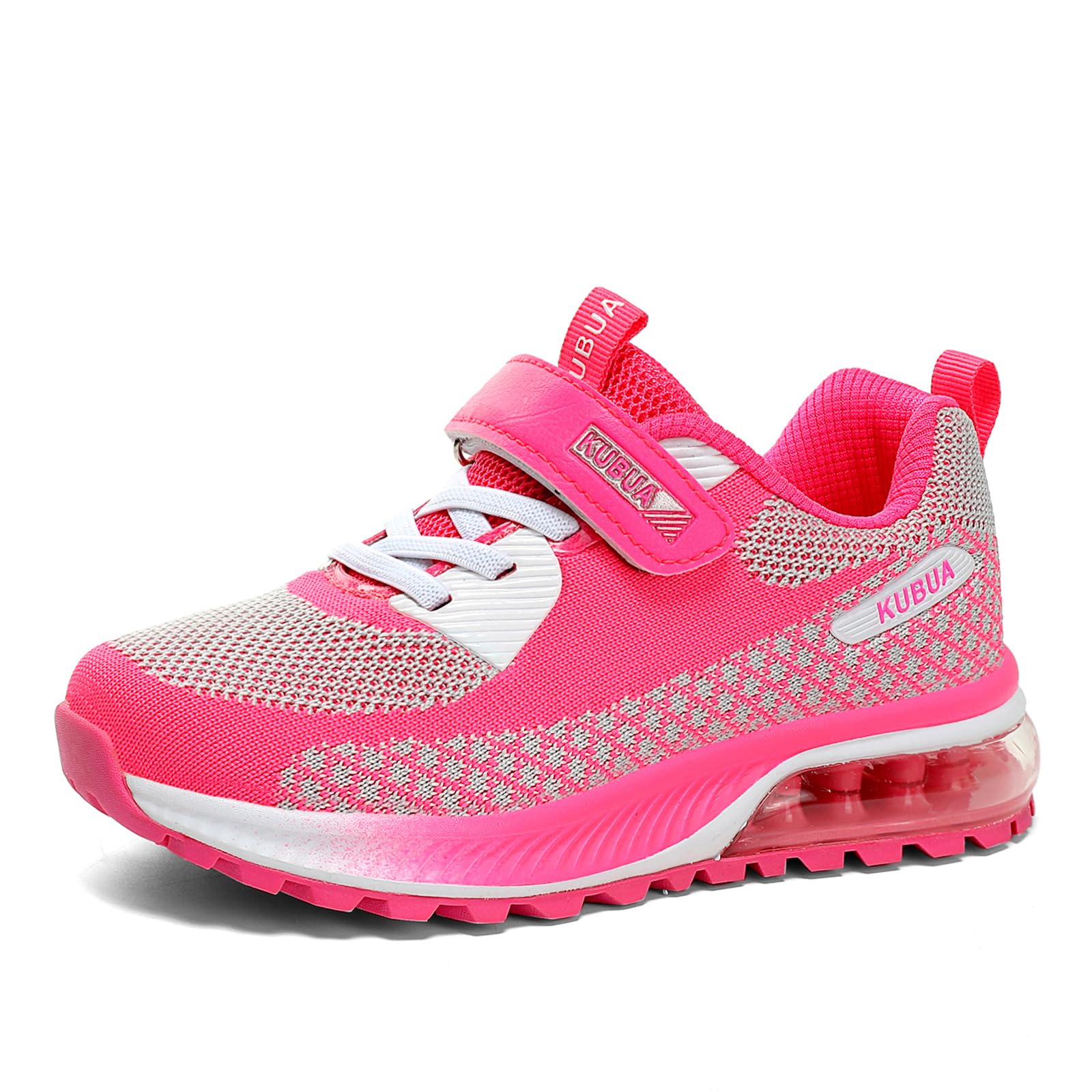 KUBUA Kids Sneakers Lightweight Boys Girls Tennis Shoes Pink Grey