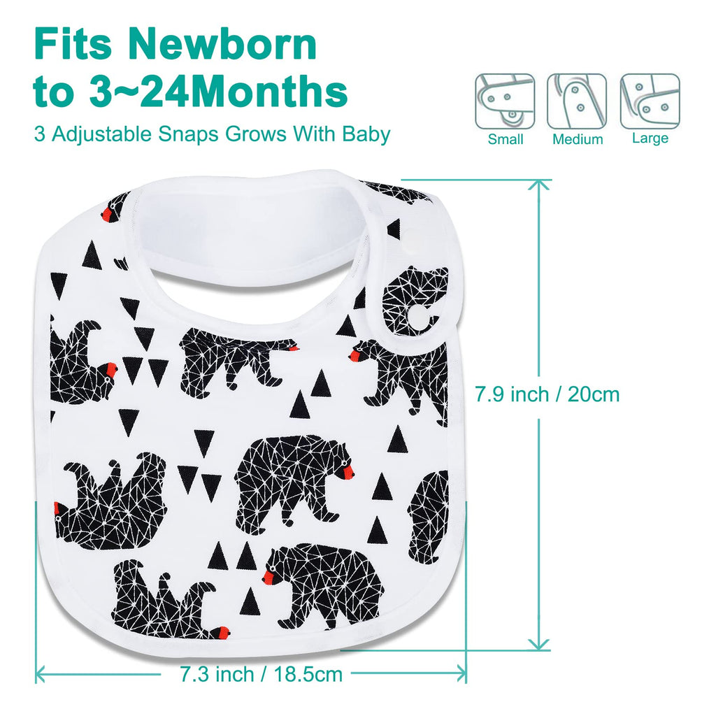 Benoxine Baby Bibs Soft and Absorbent Organic Cotton Bandana Bibs Set for Boys Girls Newborn Unisex Plain Colors 3-36 Months 12 Pcs