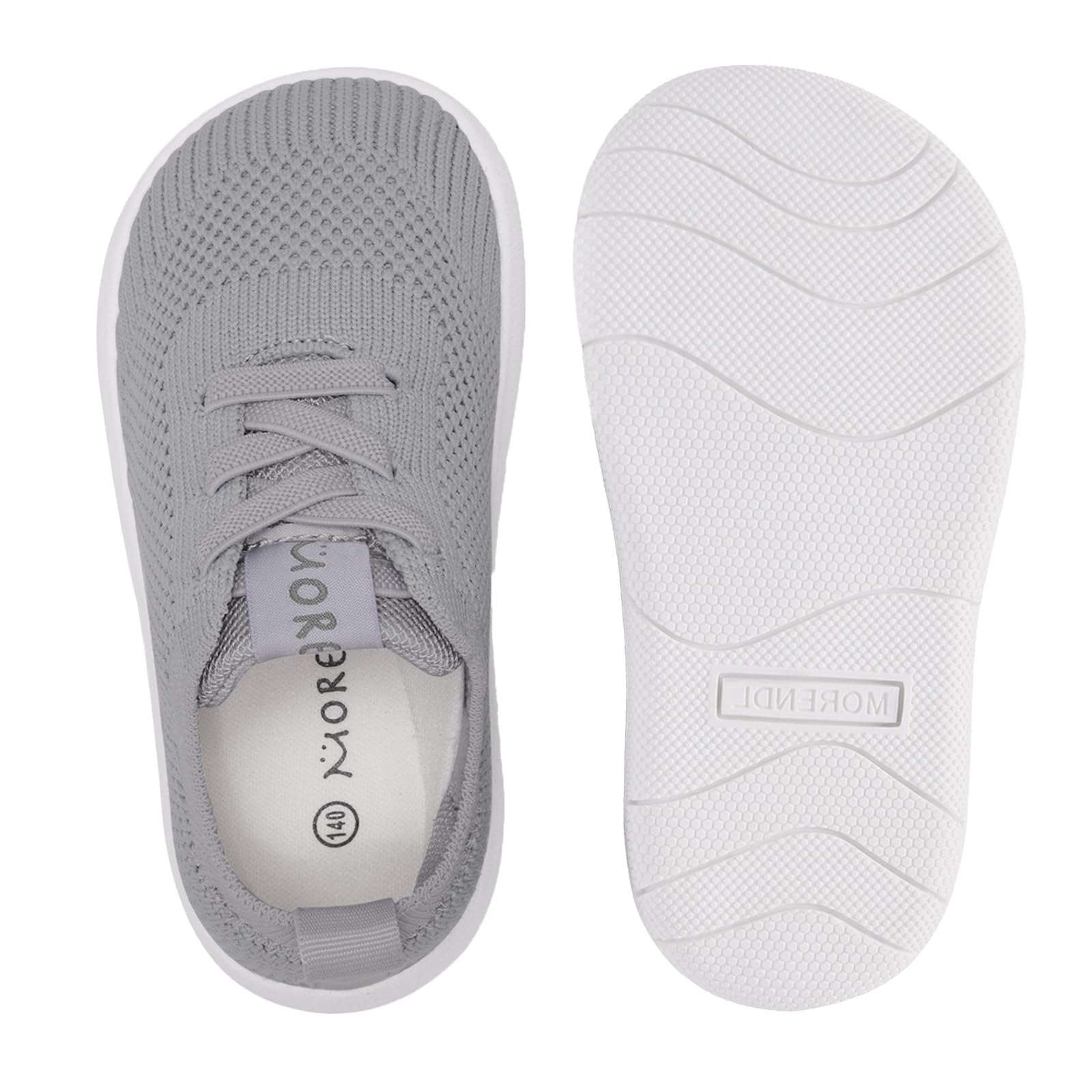 MORENDL Toddler Wide Toe Box Barefoot Shoes Baby First Walking Shoes Boys Girls Non-Slip Zero Drop Minimalist Sneakers Mid Grey 15-18 Months