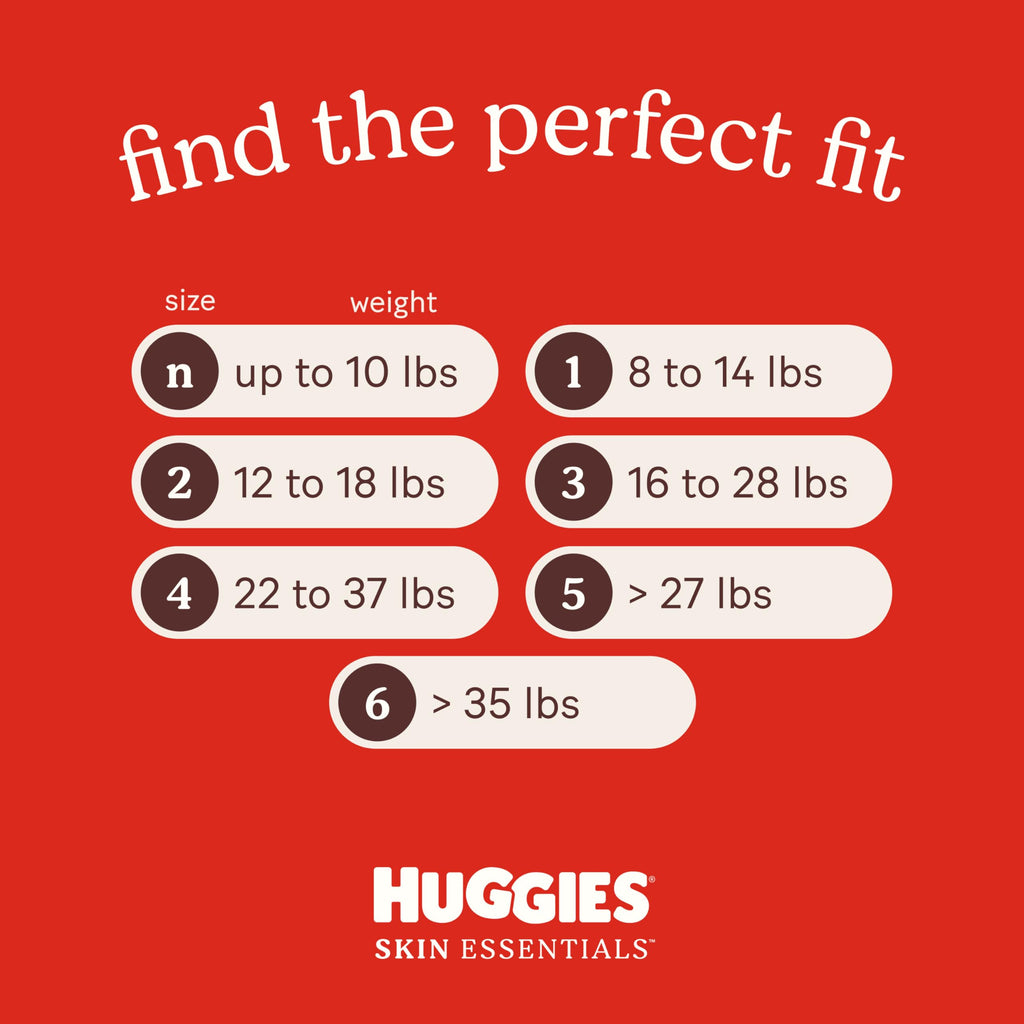Huggies Size Newborn Diapers, Skin Essentials Baby Diapers, Size Newborn (6-9 lbs), 168 Count