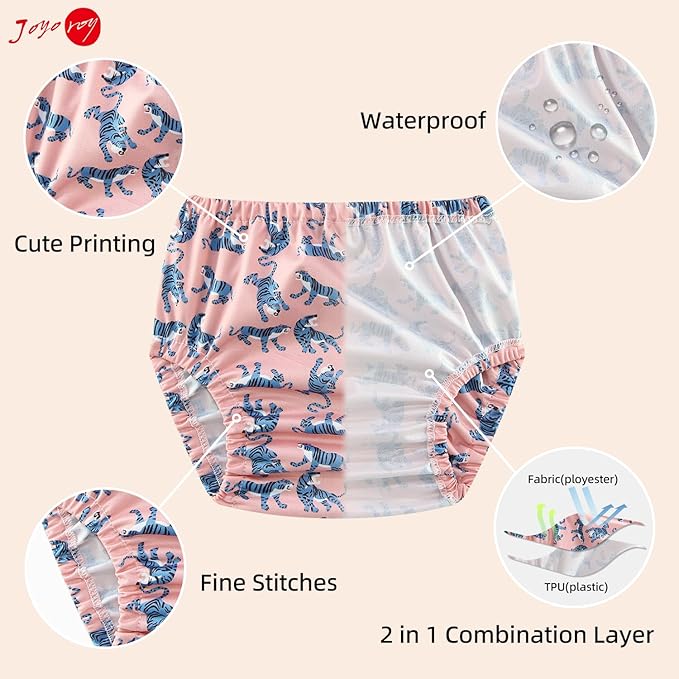 Joyo roy 6Pcs Waterproof Cloth Diaper Cover Reusable Plastic Training Pants for Toddlers Plastic Diaper Covers for Baby Girls Leak Proof Rubber Pants for Potty Training Covers for Cloth Diapers 6T