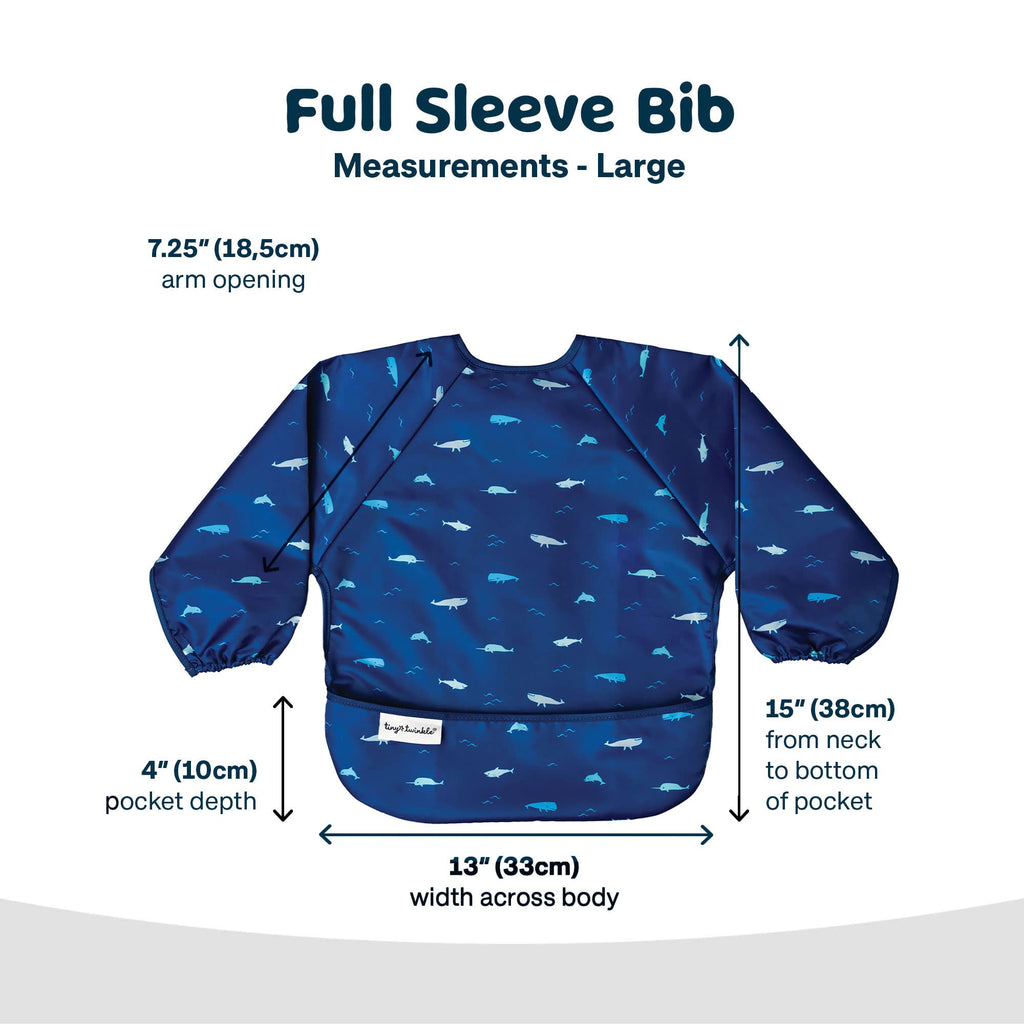 Tiny Twinkle Long Sleeve Bib for Babies & Toddlers | Waterproof Smock Bib for Eating | Machine Washable & Mess-Proof Feeding Essentials | Newborn Shower Gift (Ocean Life, 2-4Y)