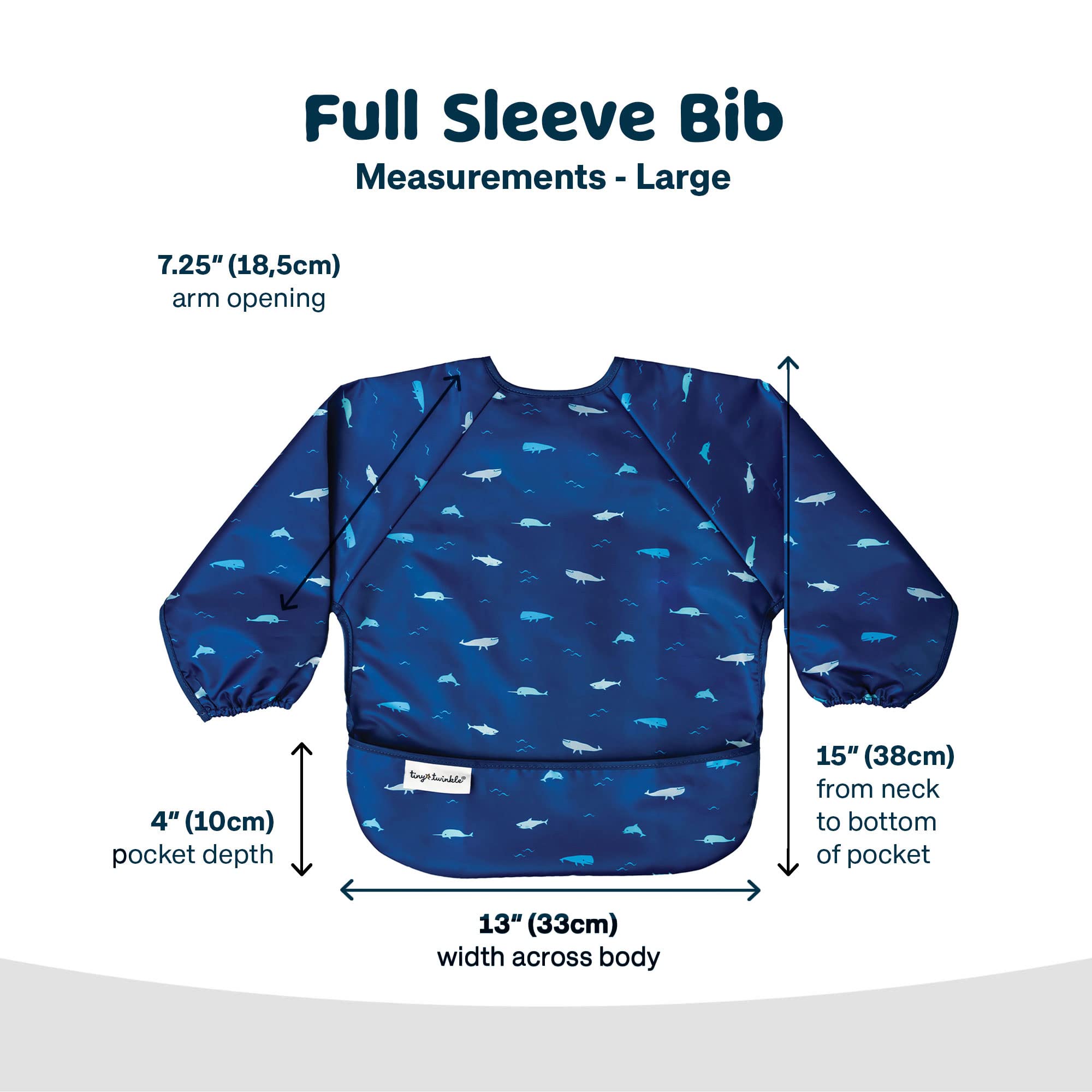 Tiny Twinkle Long Sleeve Bib for Babies & Toddlers | Waterproof Smock Bib for Eating | Machine Washable & Mess-Proof Feeding Essentials | Newborn Shower Gift (Ocean Life, 2-4Y)