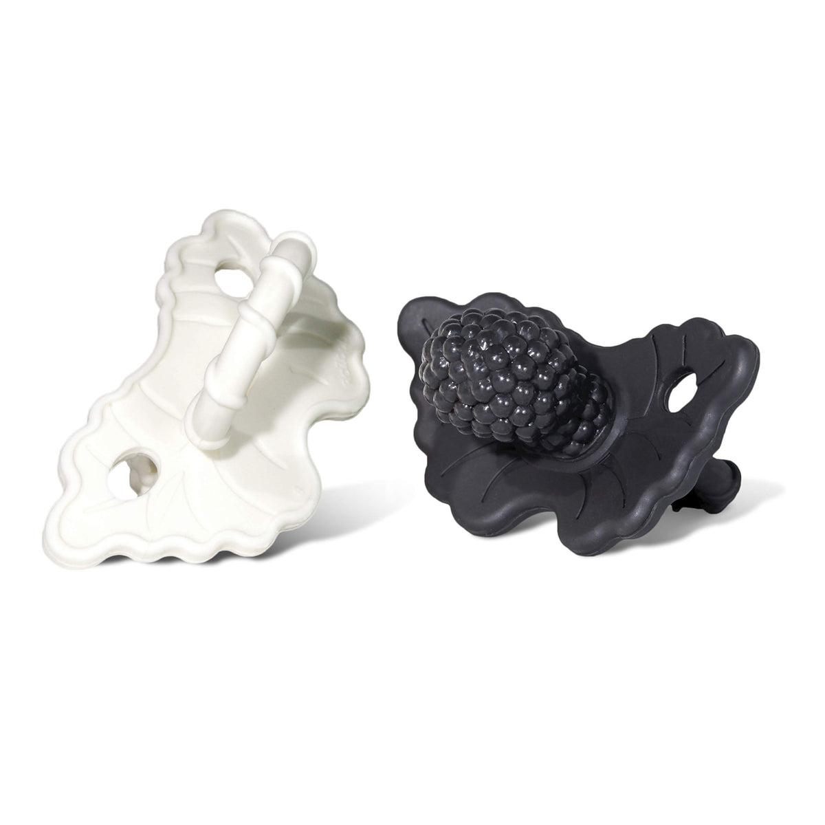 RaZbaby RaZberry Silicone Teether Pacifier – Teething Relief for Infants, Food-Grade, BPA-Free, Hands-Free, Natural Berrybumps Fruit Texture for Sensory Development, Freezable, 2-Pack - Green & White