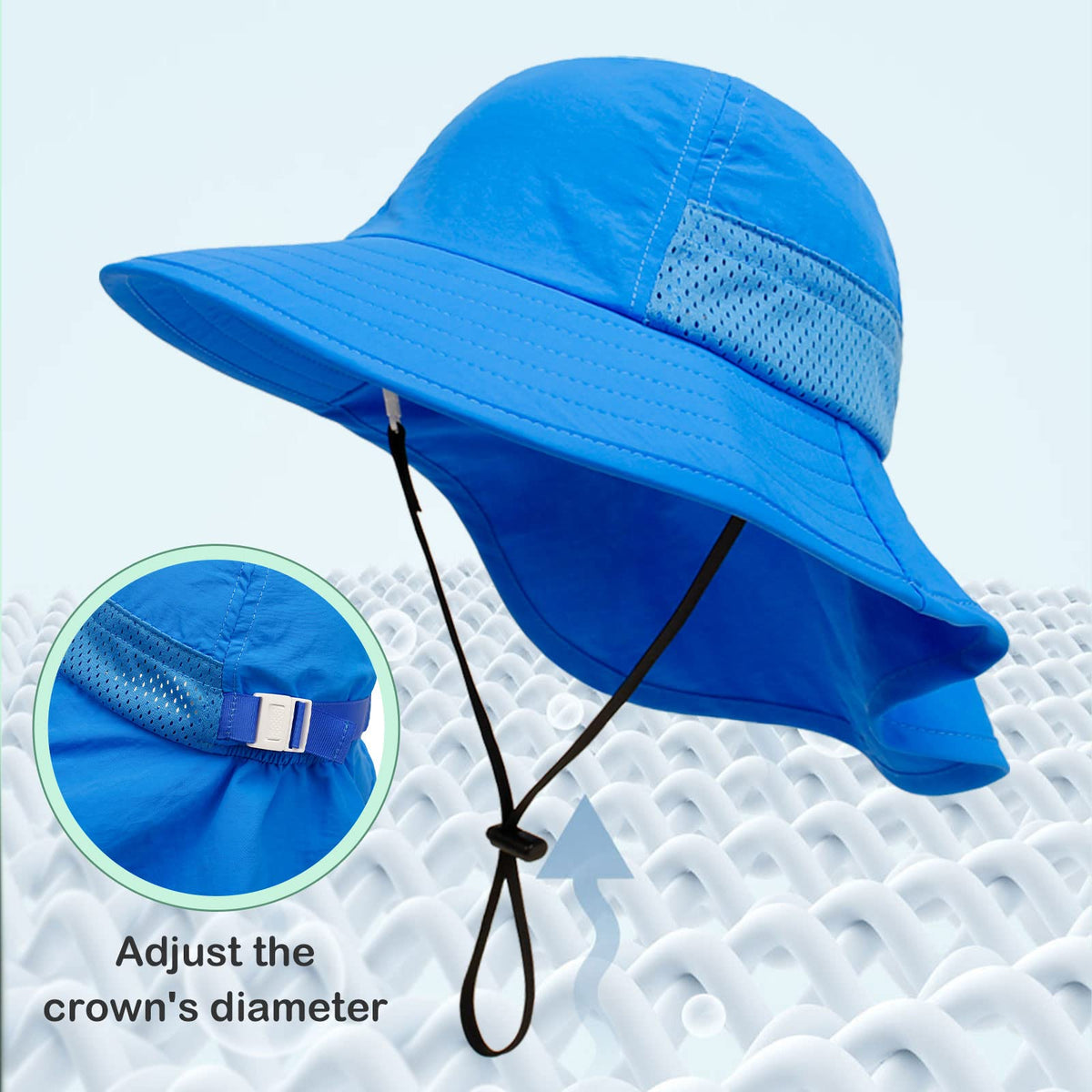 XIAOHAWANG Girls Sun Hat Baby Beach Hats Boys UPF 50+ Kids Summer Protection Cap Toddler Breathable Caps with Neck Flap (2-6Years,Light Green)