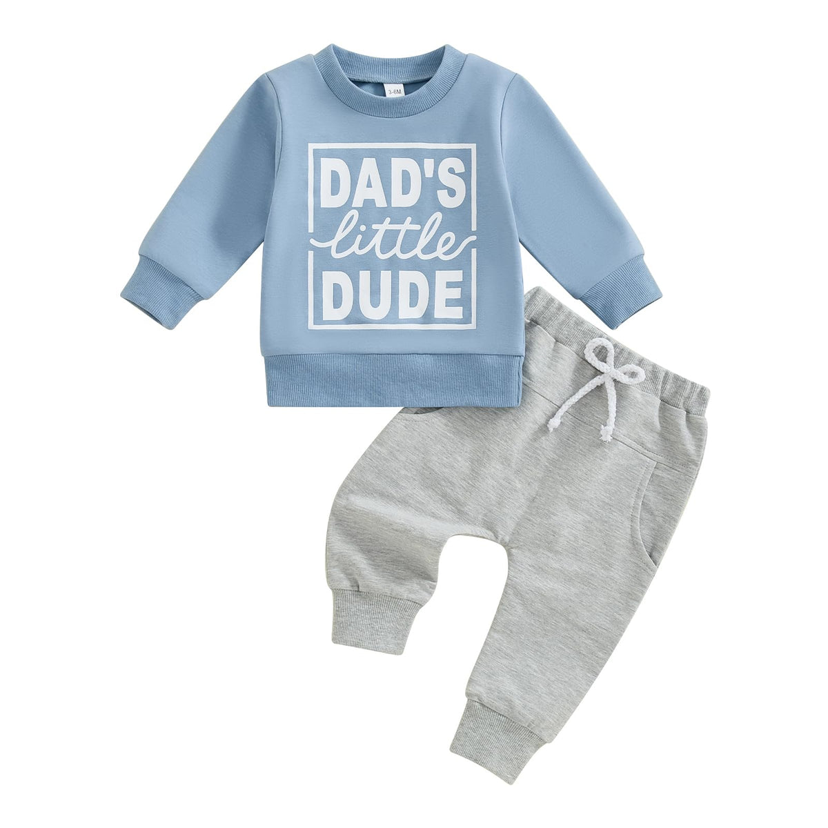 Sejardin Toddler Baby Boy Fall Winter Outfit Long Sleeve Letter Print Sweatshirts and Jogger Pants Infant Boy Clothes (Dads Little Dude Khaki, 12-18 Months)