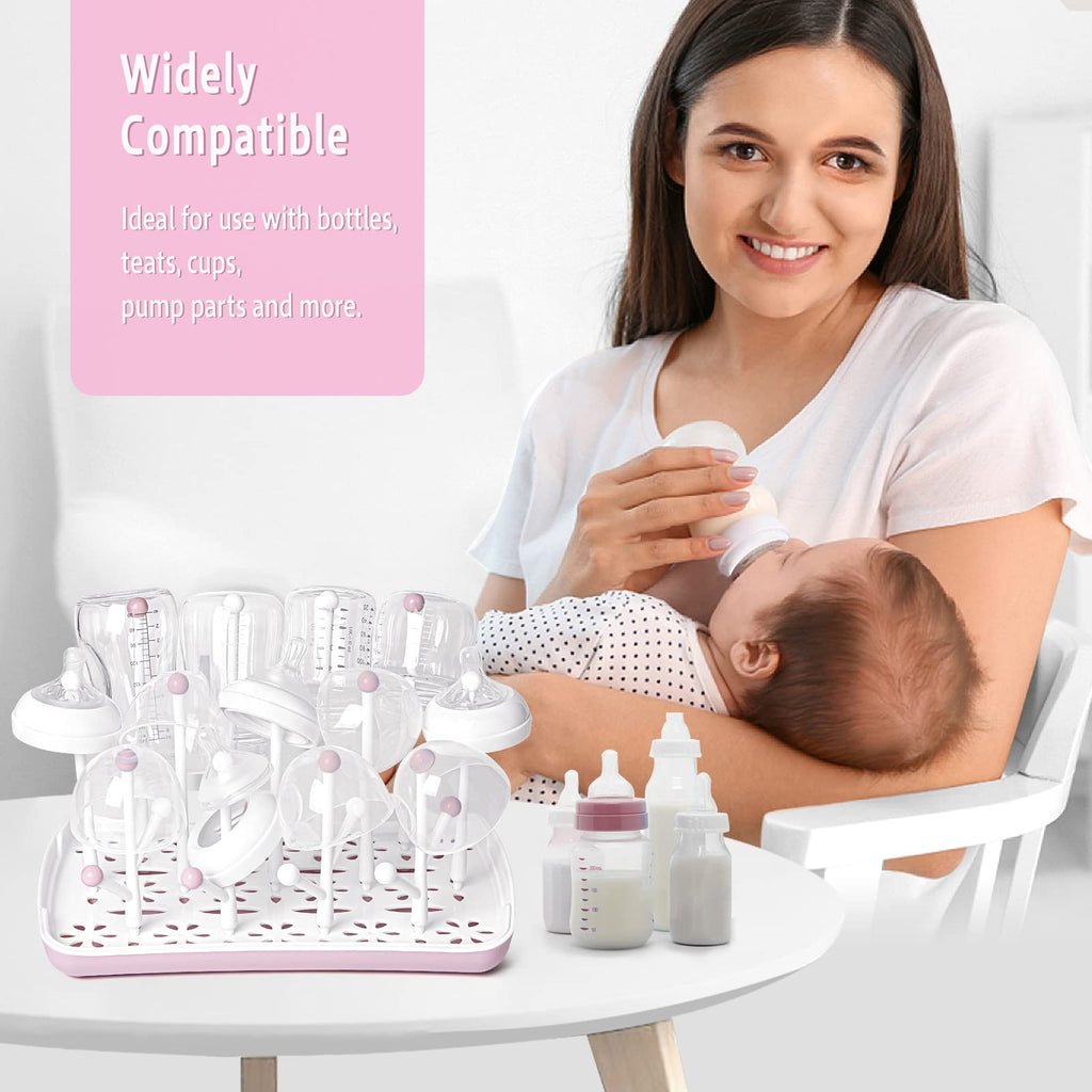Termichy Baby Bottle Drying Rack: Space-Saving with 13 Hooks & Drain Tray