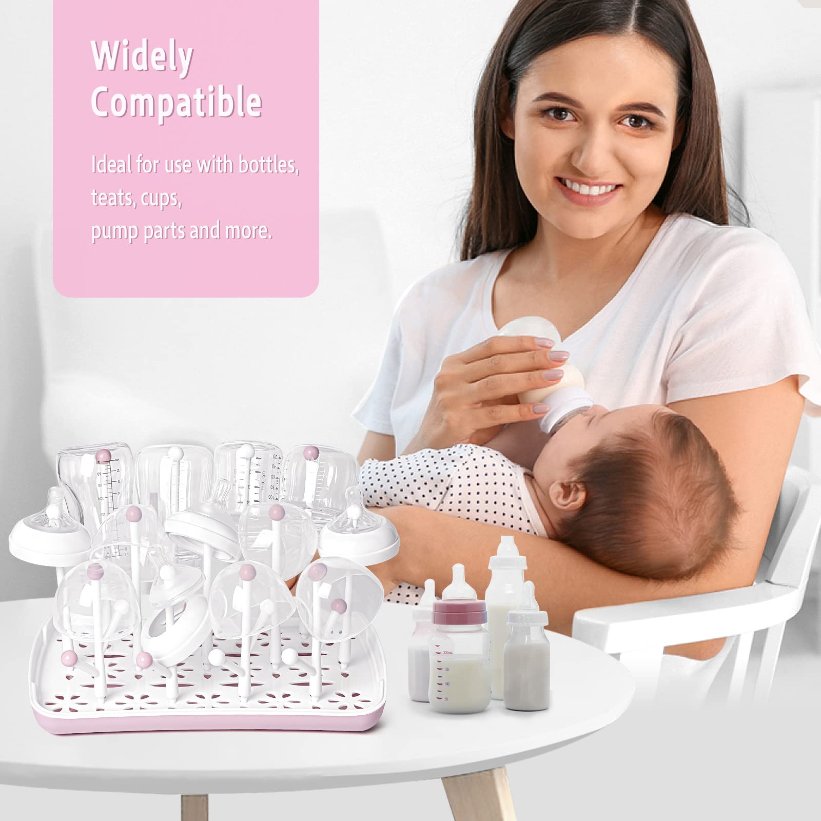 Termichy Baby Bottle Drying Rack: Space-Saving with 13 Hooks & Drain Tray