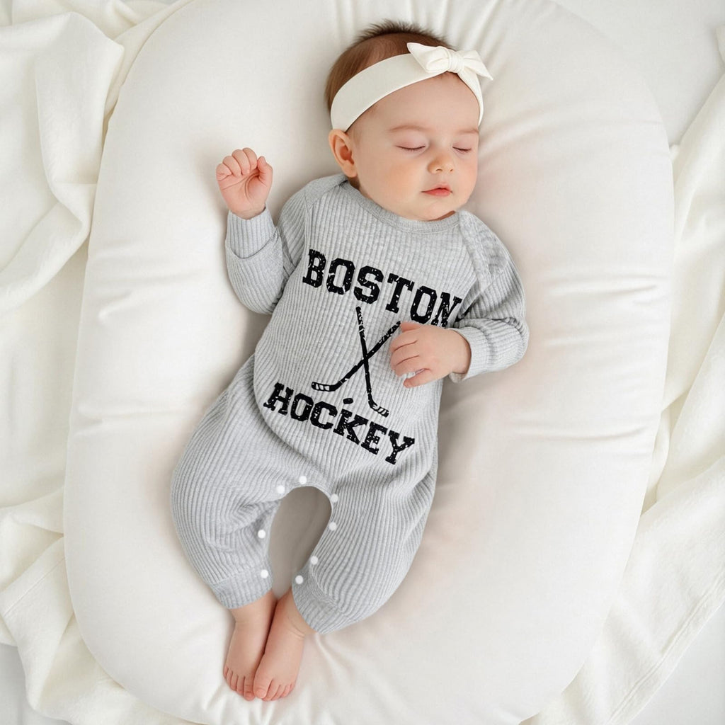 Fernvia Newborn Baby Boy Clothes Letters Print Bodysuit 3 6 9 12 18 Months Long Sleeve Jumpsuit with Hat 2PCS Outfits Set (E Dark Grey, 0-3 Months)