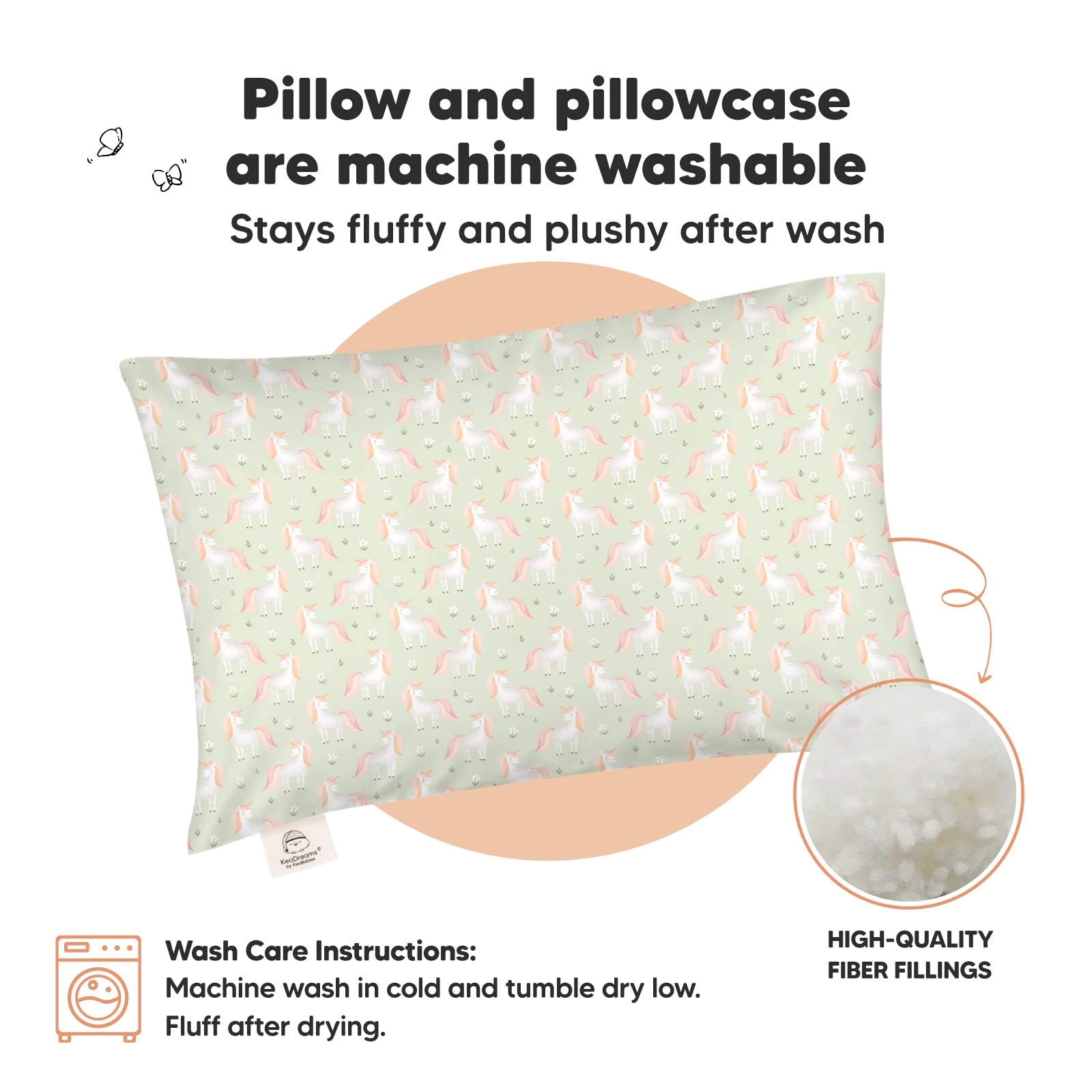 Toddler Pillow with Pillowcase, 13x18 My Little Dreamy Pillow (Grace)